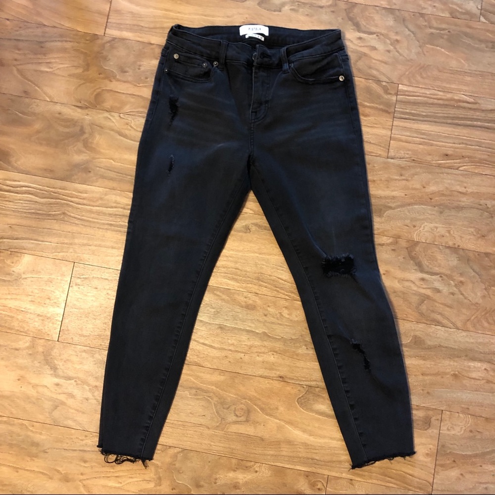 Pistola women’s black distressed jeans